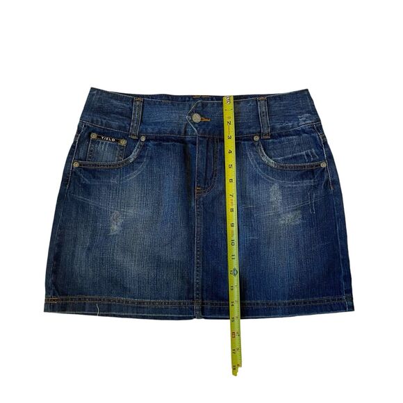 Y2K Yield Global Denim Jean Mini Skirt Preppy Size 6/28 100% Cotton 5 Pocket - Picture 3 of 5